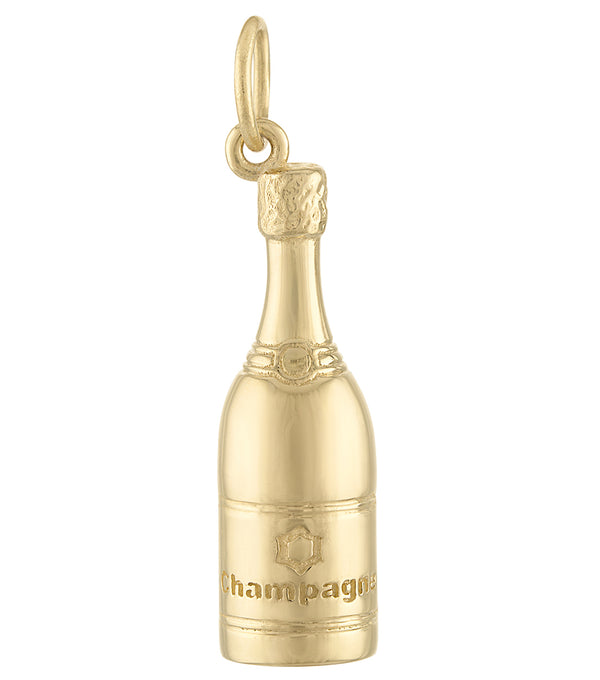 Champagne Bottle 14K Gold Charm