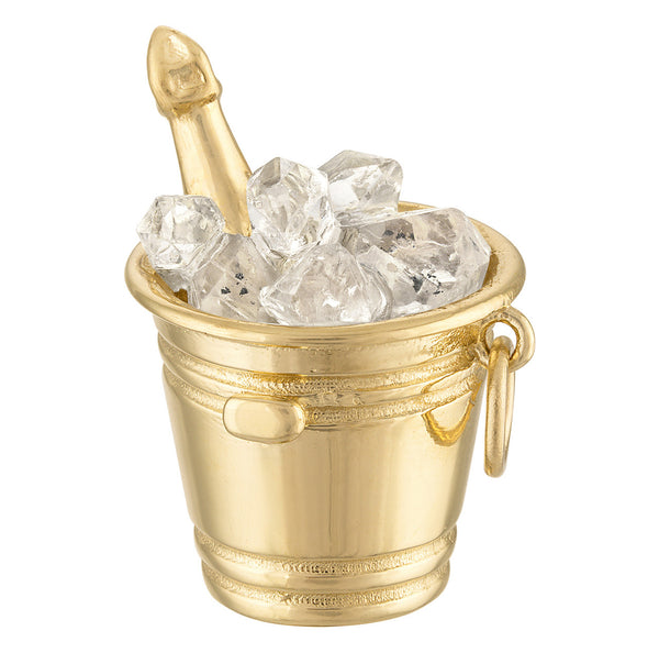 Champagne Bucket on Ice 14k Gold Charm