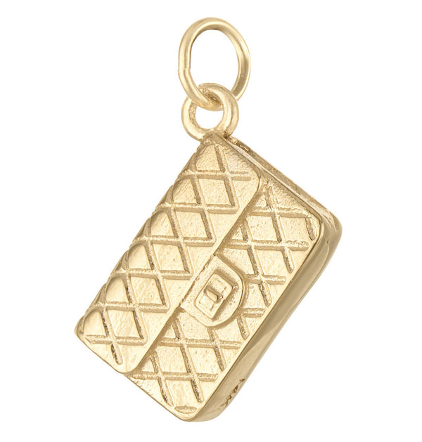 Quilted Clutch 14k Gold Charm