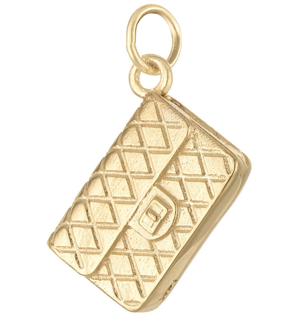 Quilted Clutch 14k Gold Charm