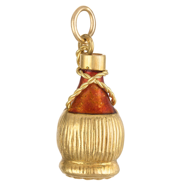 Vintage Chianti Wine Bottle 18K Gold Charm