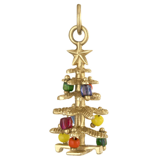 Vintage Larger Colorful Christmas Tree 14k Gold Charm