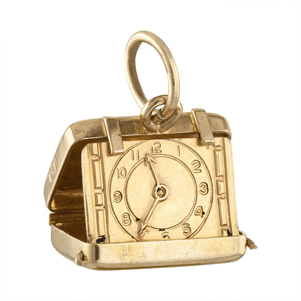 Vintage Movable Travel Clock 14k Gold Charm