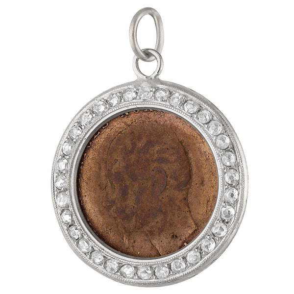 Vintage Swedish Ore Diamond Surround 14K Gold Charm