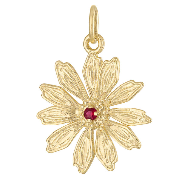 Daisy with Ruby 14K Gold Charm
