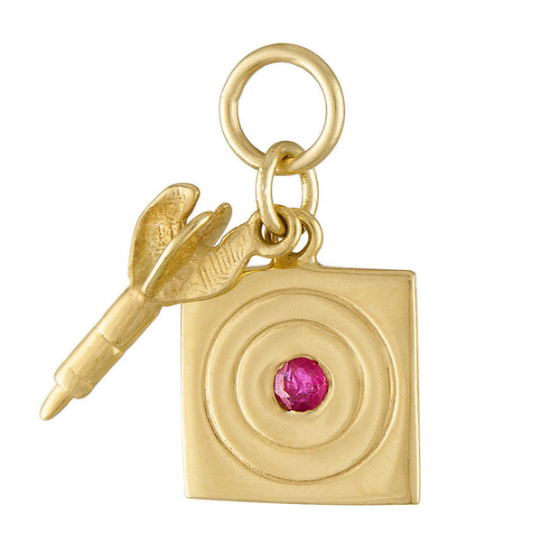 Dart & Ruby Dartboard 14K Gold Charm