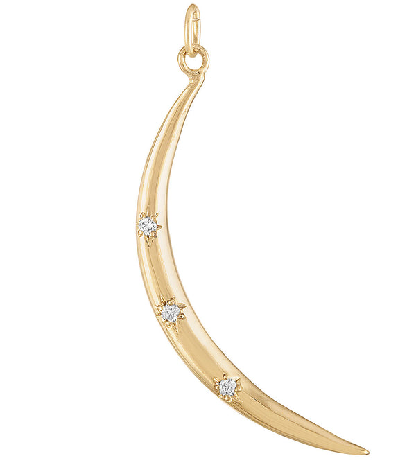 Large Diamond Crescent 14K Gold Charm