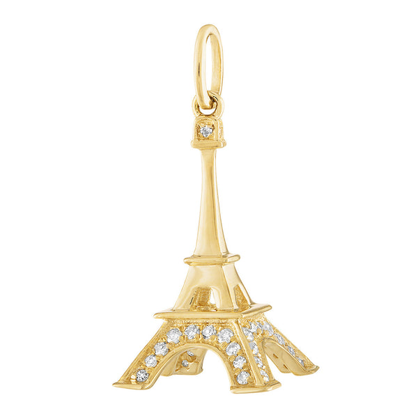 Diamond Eiffel Tower 14K Gold Charm