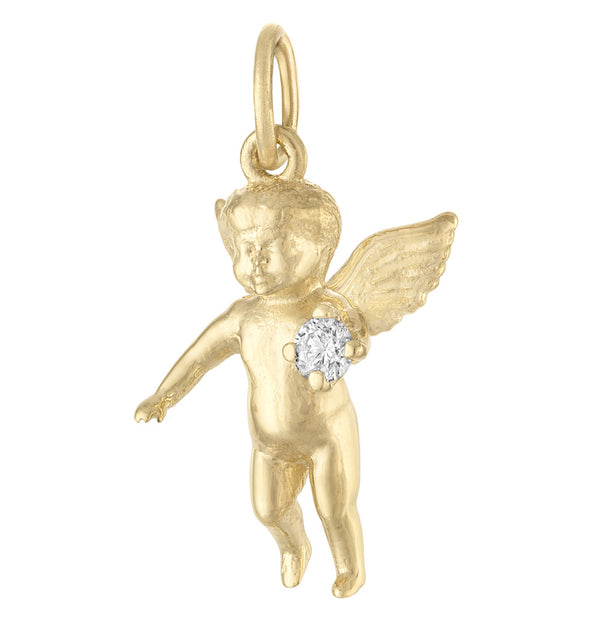 Angel with Diamond 14K Gold Charm