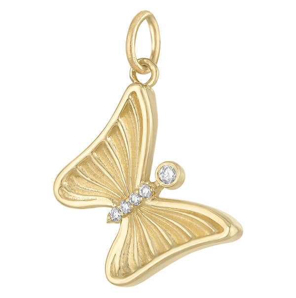 Diamond Butterfly 14K Gold Charm