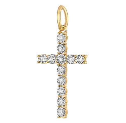 Diamond Cross 14K Gold Charm