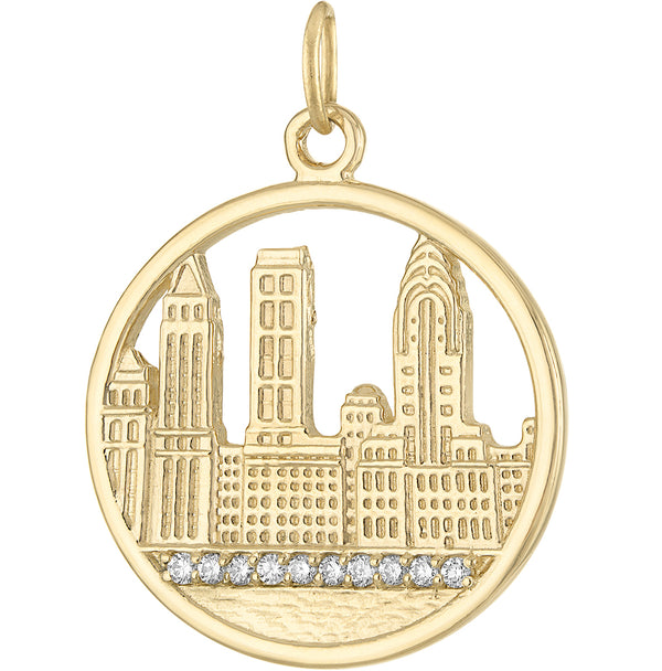 New York City Diamond Skyline 14K Gold Charm