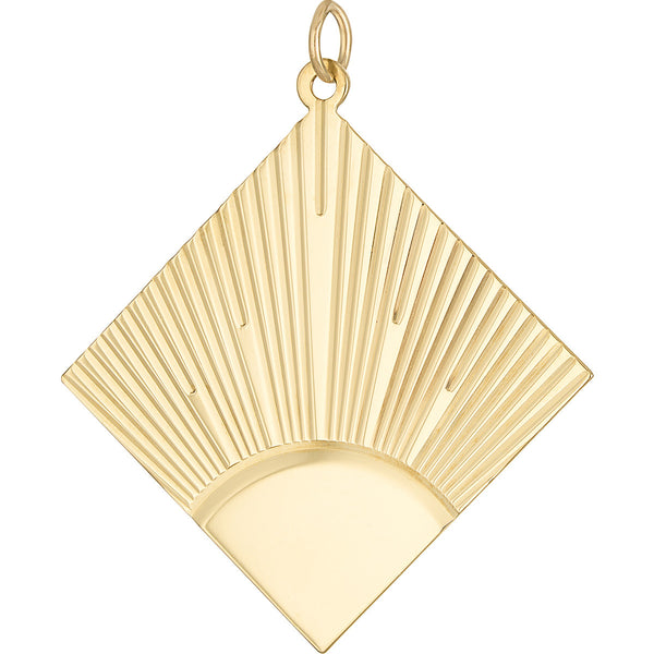 Vintage Diamond Engine Turned Disc 14K Gold Charm