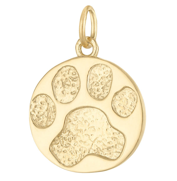 Dog Paw Engravable 14K Gold Charm