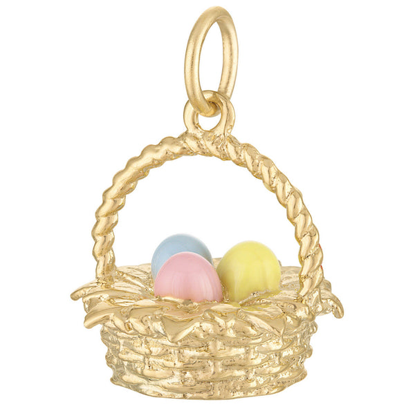 Enamel Easter Egg Basket 14K Gold Charm