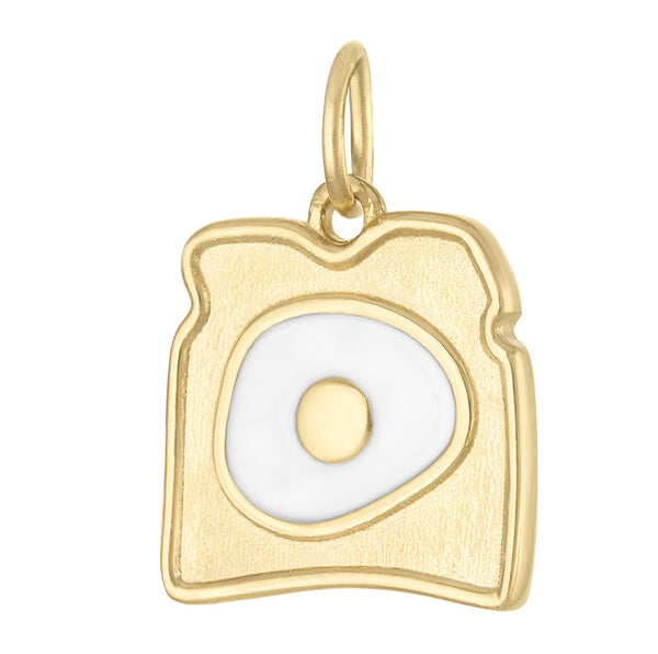 Enamel Eggy Toast 14k Gold Charm