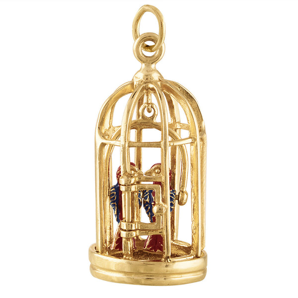 Enamel Birdcage 14K Gold Charm