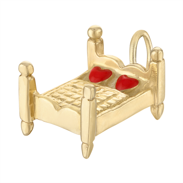 Enamel Love Bed 14K Gold Charm