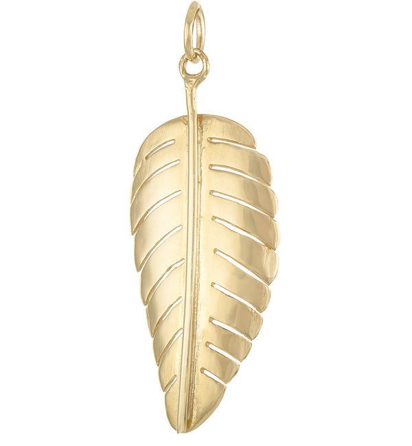 Larger Feather 14K Gold Charm