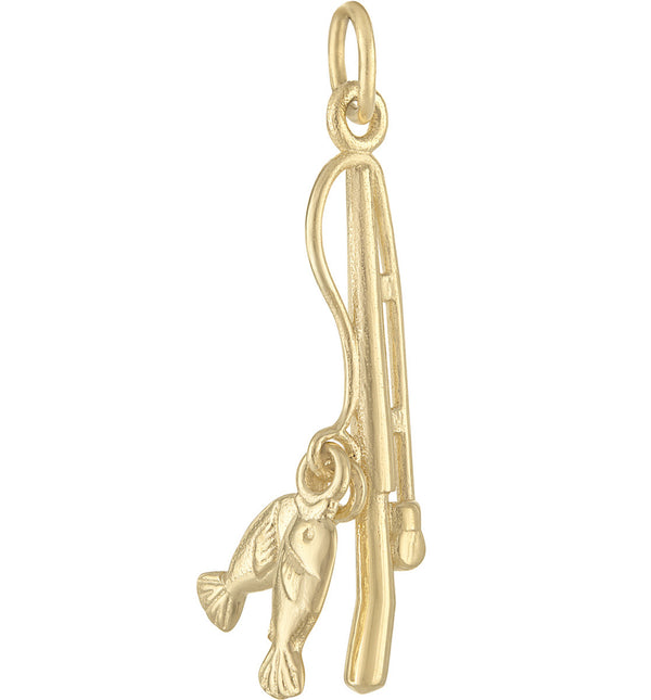 Fishing Rod 14K Gold Charm