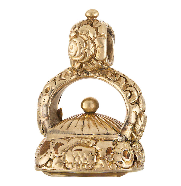Vintage Victorian Citrine Seal 14K Gold Charm