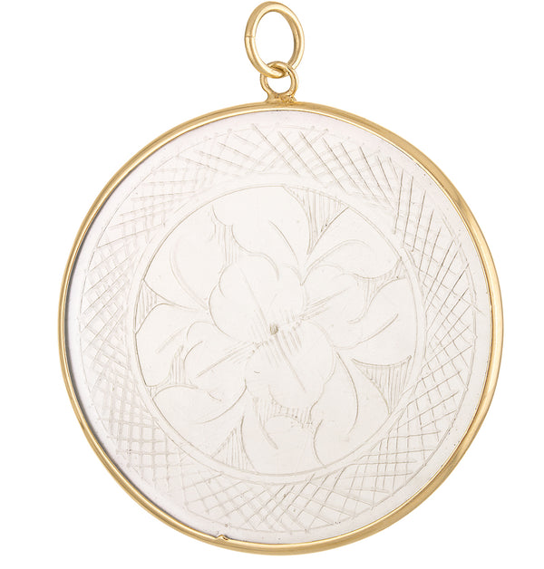 Vintage Mother of Pearl Gambling Chip 14k Gold Charm