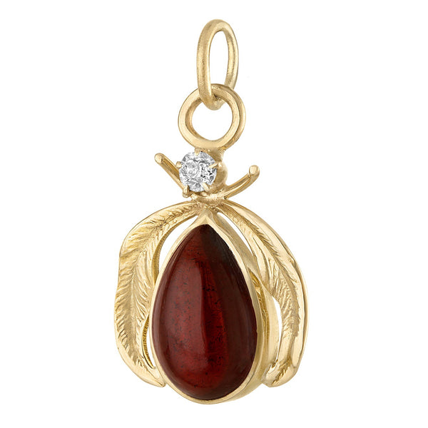 Vintage Diamond & Garnet Ladybug 14k Gold Charm