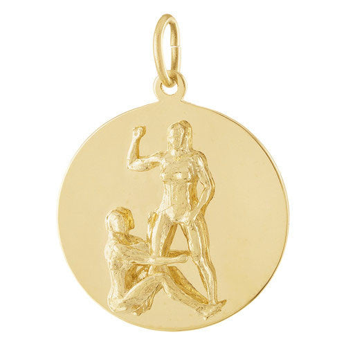 Gemini Engravable Zodiac 14k Gold Charm