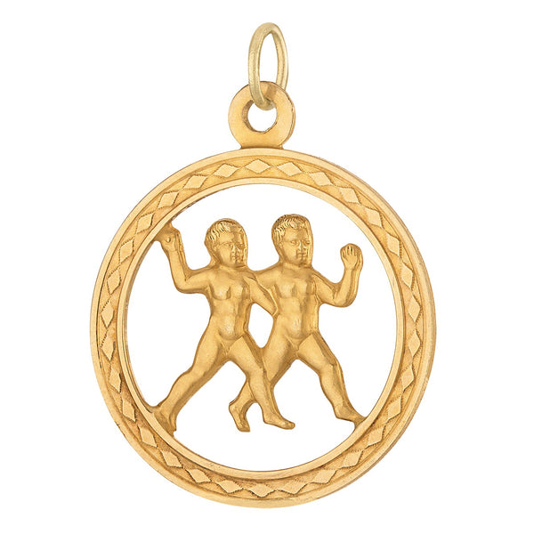 Vintage Gemini Twins 18k Gold Charm