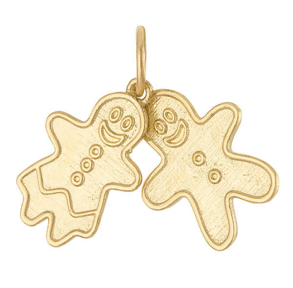 Engravable Gingerbread Boy & Girl 14K Gold Charm