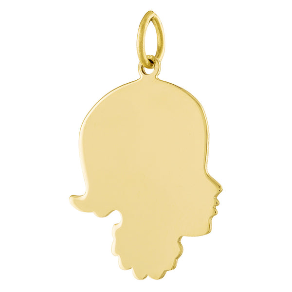 Engravable Silhouette Girl 14K Gold Charm