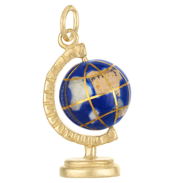 Vintage Spinning Enamel Globe 14k Gold Charm