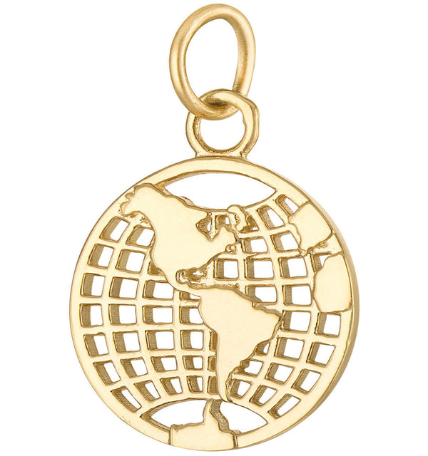 World Map 14K Gold Charm