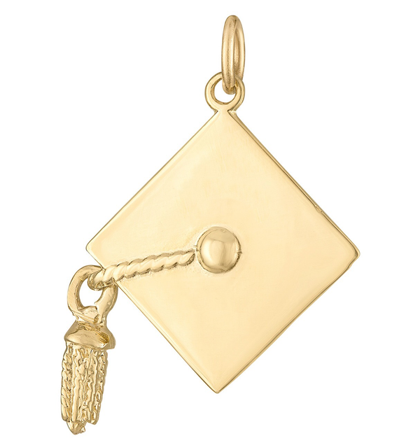 Graduation Cap Engravable 14K Gold Charm
