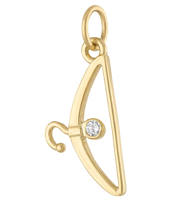 Diamond Clothes Hanger 14K Gold Charm