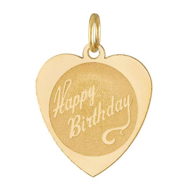 Happy Birthday Engravable 14K Gold Charm