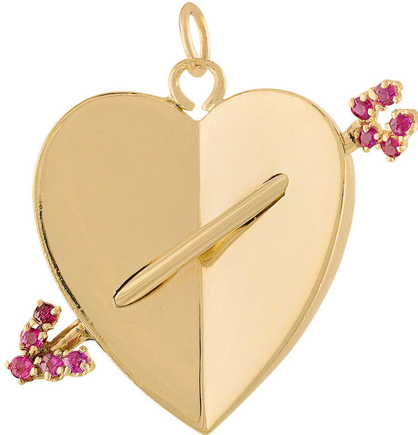Larger Lovestruck Ruby Heart 14k Gold Charm