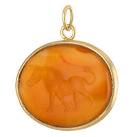 Vintage Horse Intaglio 14k Gold Charm