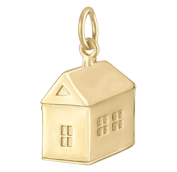 Engravable House 14k Gold Charm