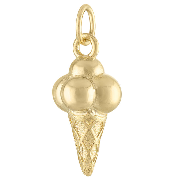 Ice Cream Cone 14k Gold Charm