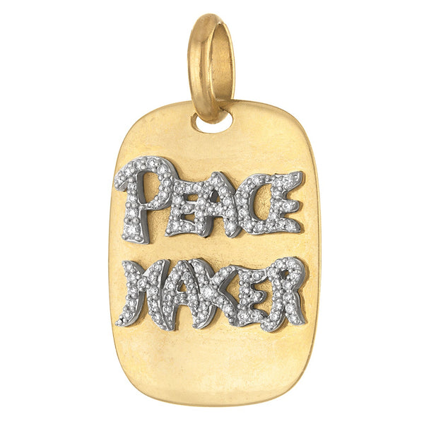 Adage Jewelry Diamond Peace Maker Tag 18k Gold Charm