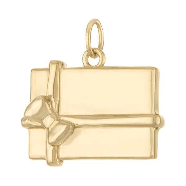 Gift Box with Bow Engravable 14K Gold Charm