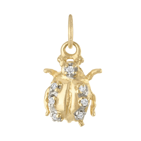 Vintage Small Diamond Ladybug 14k Gold Charm
