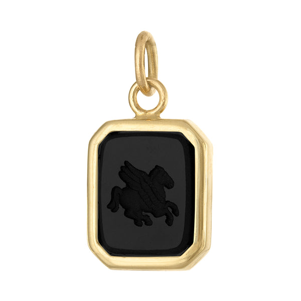 Vintage Pegasus Jet Intaglio 14k Gold Charm