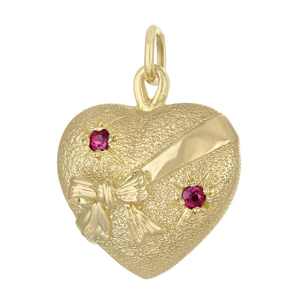 Vintage Dankner Ruby Wrapped Heart 14k Gold Charm
