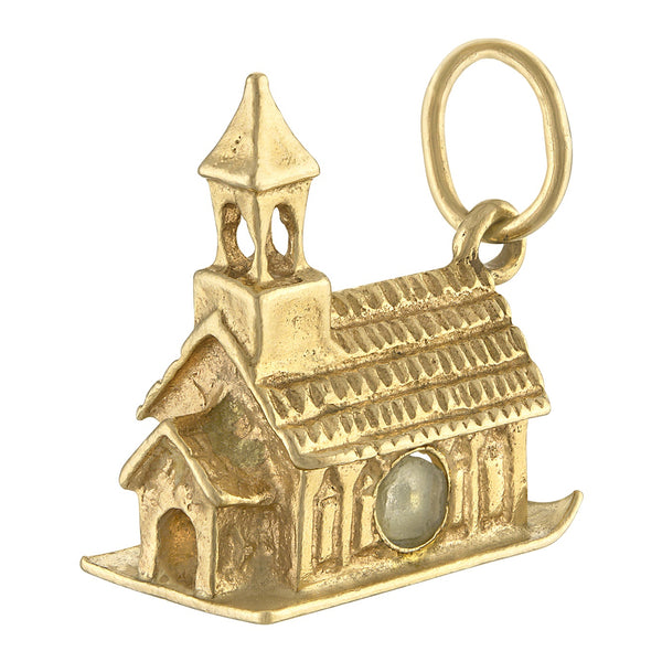 Vintage Church with Stanhope 14K Gold Charm