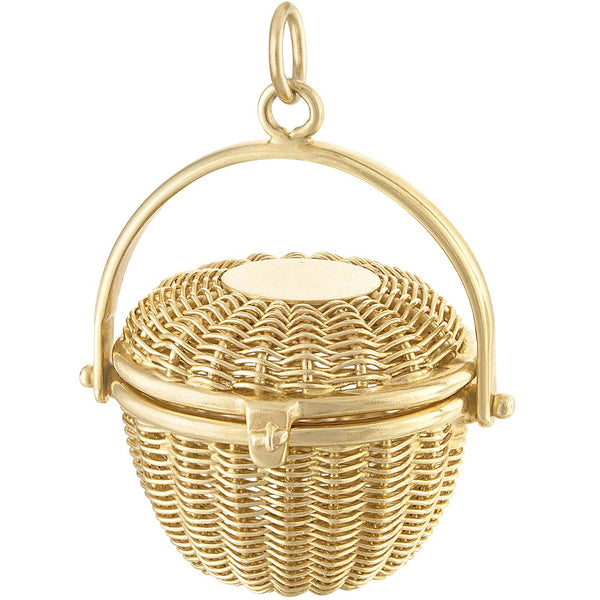 Vintage Larger Movable Nantucket Basket 14k Gold Charm