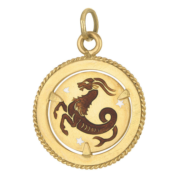 Vintage Engravable Capricorn 18k Gold Charm