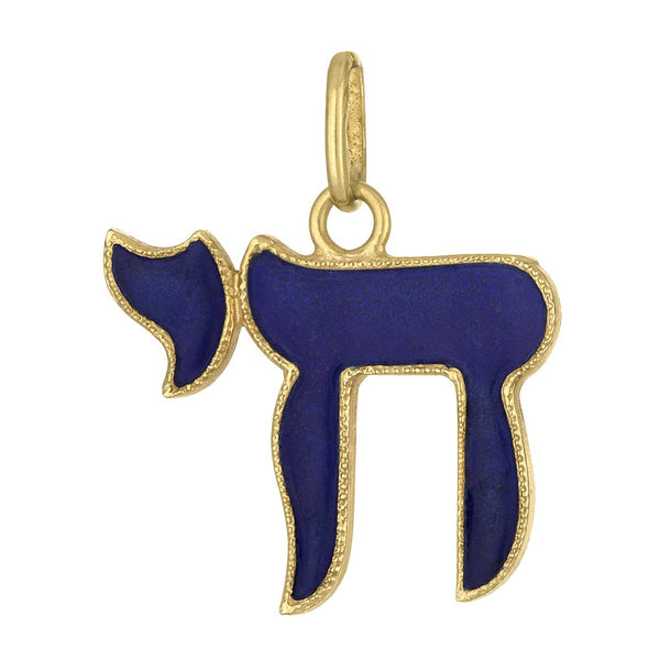 Vintage Enamel Chai 18K Gold Charm