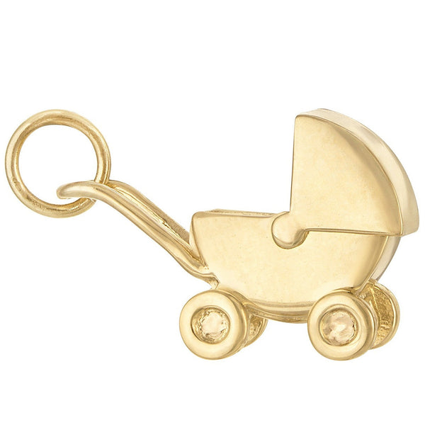 Baby Pram Engravable 14k Gold Charm